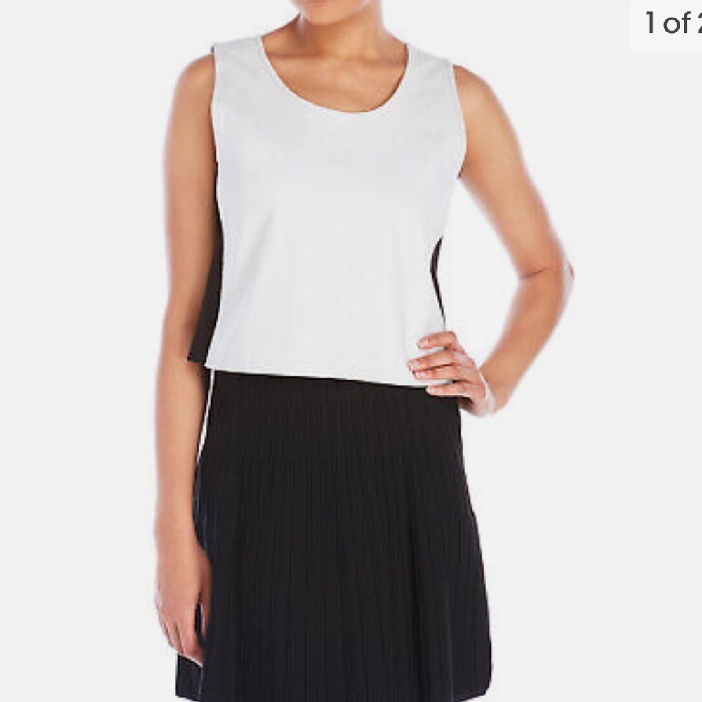 Rebecca Minkoff Oasis Leather Sleeveless Top In Chalk White